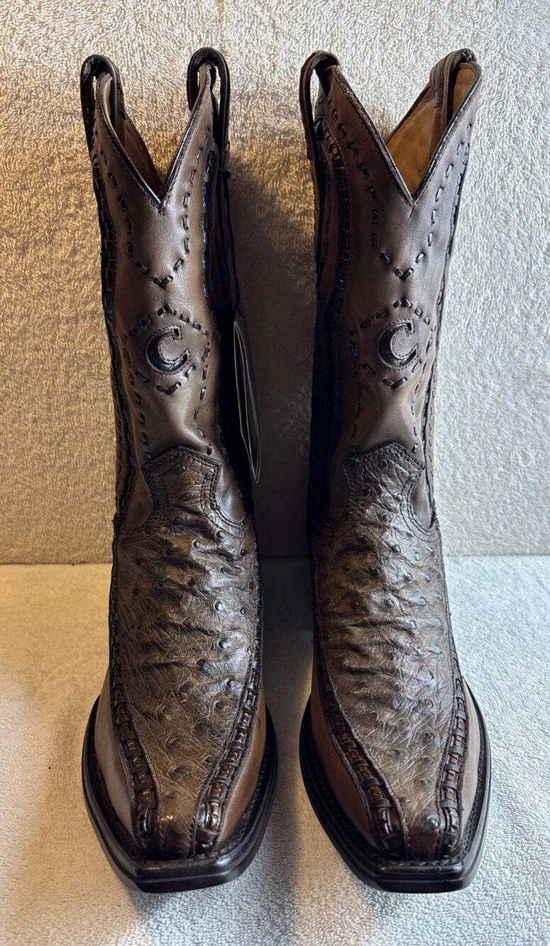 Cuadra Men's Ostrich Leather Moroni Chestnut Brown Western Boot Size 11 EE